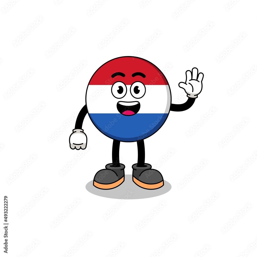 netherlands flag cartoon doing wave hand gesture netherlands flag cartoon doing wave hand gesture