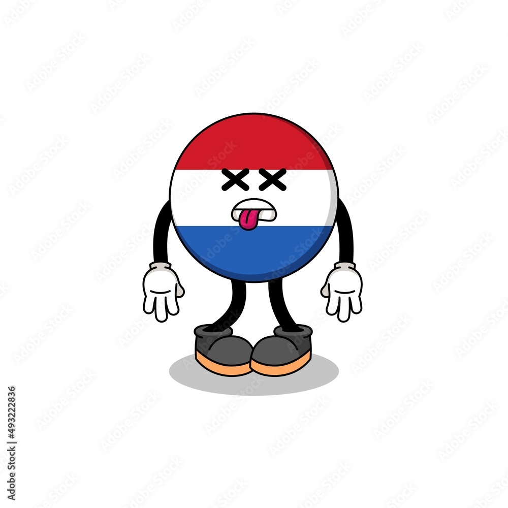 netherlands flag mascot illustration is dead