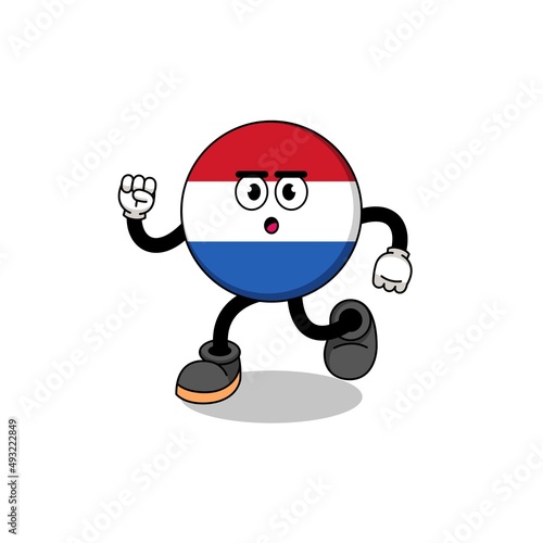running netherlands flag mascot illustration