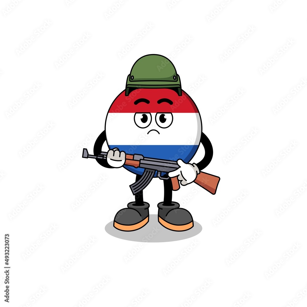 Cartoon of netherlands flag soldier Cartoon of netherlands flag soldier