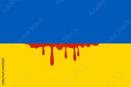 Ukrainian flag. Blood. Stop War in Ukraine. Vector