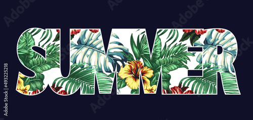 Summer, Hawaiian Tropical Beach, Hawaii t-shirt design. Vector illustration