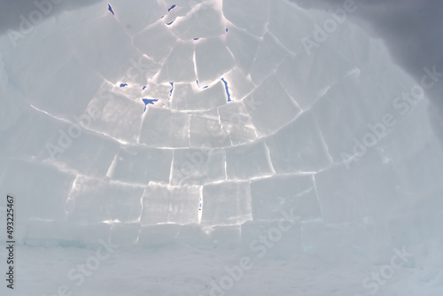 snow ice blocks of an iglu seen from inside 