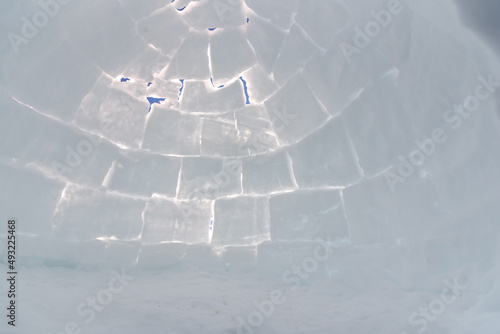 snow ice blocks of an iglu seen from inside 