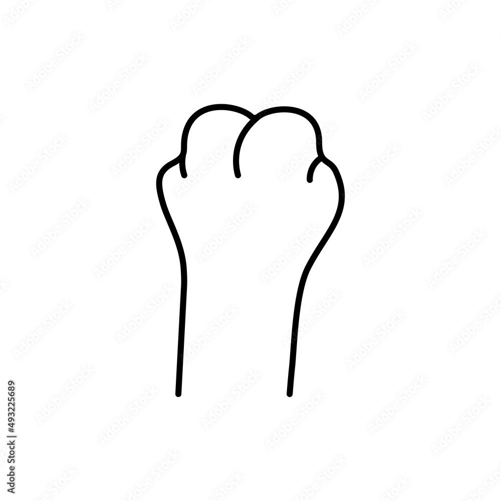 Obraz premium Cat paw. Home pet. Soft cat paw. Design element for logo. Black outline. Vector line icon isolated on white background