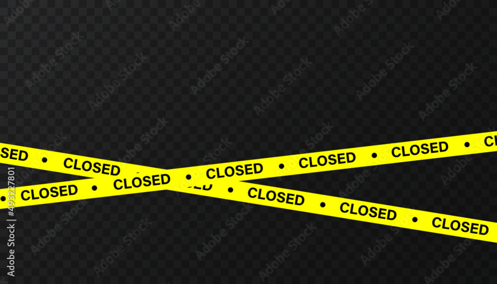 Warning tapes vector banner. Yellow tape, danger zone, closed, caution