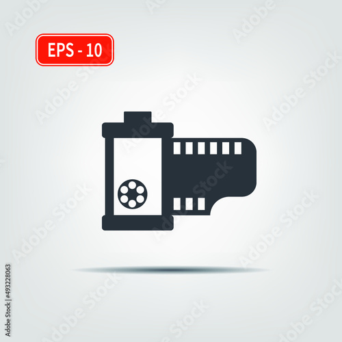 Icon for use in web applications, mobile applications and print media. EPS-10. Vector image. Old photo film icon. EPS-10.