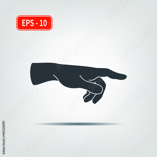 Icon for use in web applications, mobile applications and print media. EPS-10. Vector image. A hand pointing a finger in a direction sign.