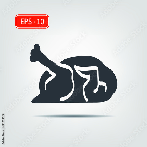Icon for use in web applications, mobile applications and print media. EPS-10. Vector image. Fried chicken silhouette.