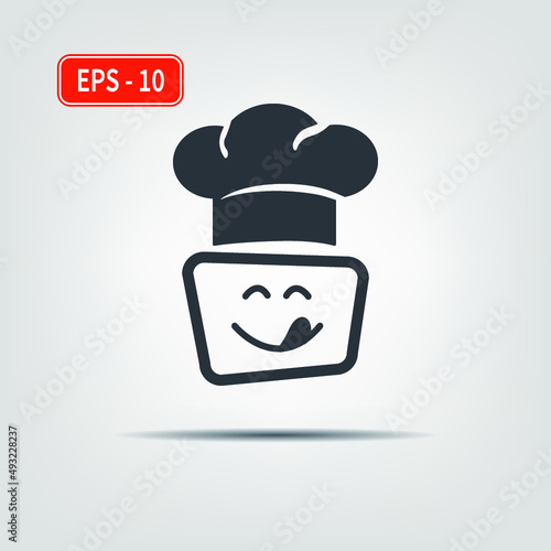 Drawing of a chef's hat with a smiley frame. EPS-10. Vector illustration for graphic design, Web, UI, mobile upp.