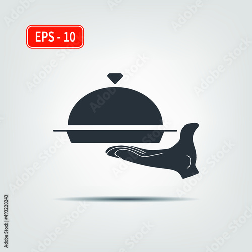 Serving food icon. The waiter serves. EPS-10. Vector illustration for graphic design, Web, UI, mobile upp.