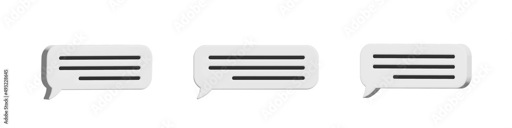 Glossy white speech bubbles, dialogue, messenger shapes. 3D render vector icons for social media or website Glossy white speech bubbles, dialogue, messenger shapes. 3D render vector icons for social media or website