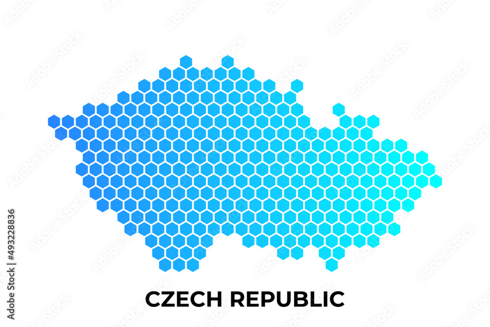 Czech Republic map digital hexagon shape on white background vector illustration