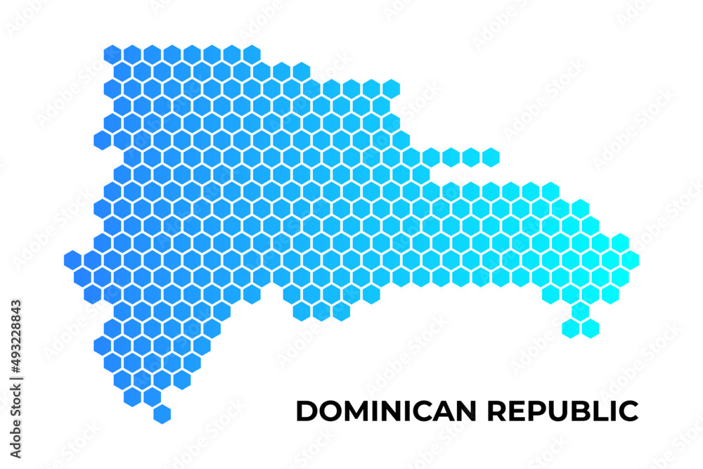 Dominican Republic map digital hexagon shape on white background vector illustration