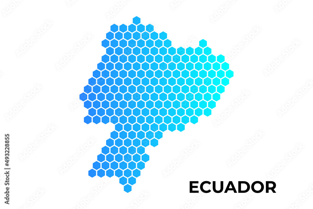 Ecuador map digital hexagon shape on white background vector illustration
