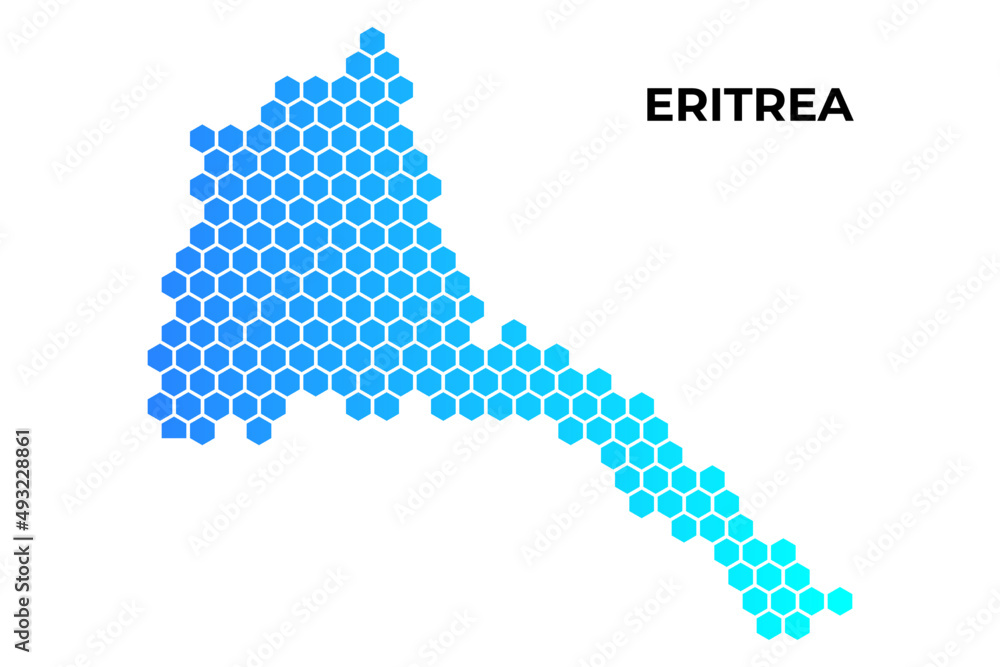 Eritrea map digital hexagon shape on white background vector illustration