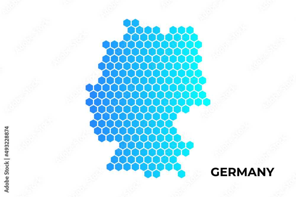 Germany map digital hexagon shape on white background vector illustration