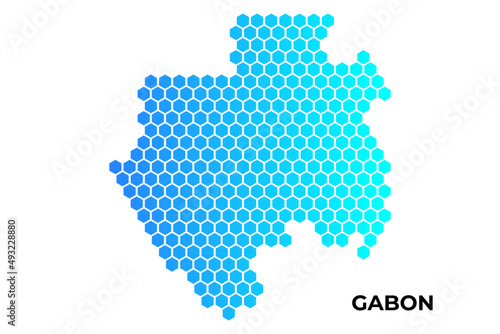 Gabon map digital hexagon shape on white background vector illustration