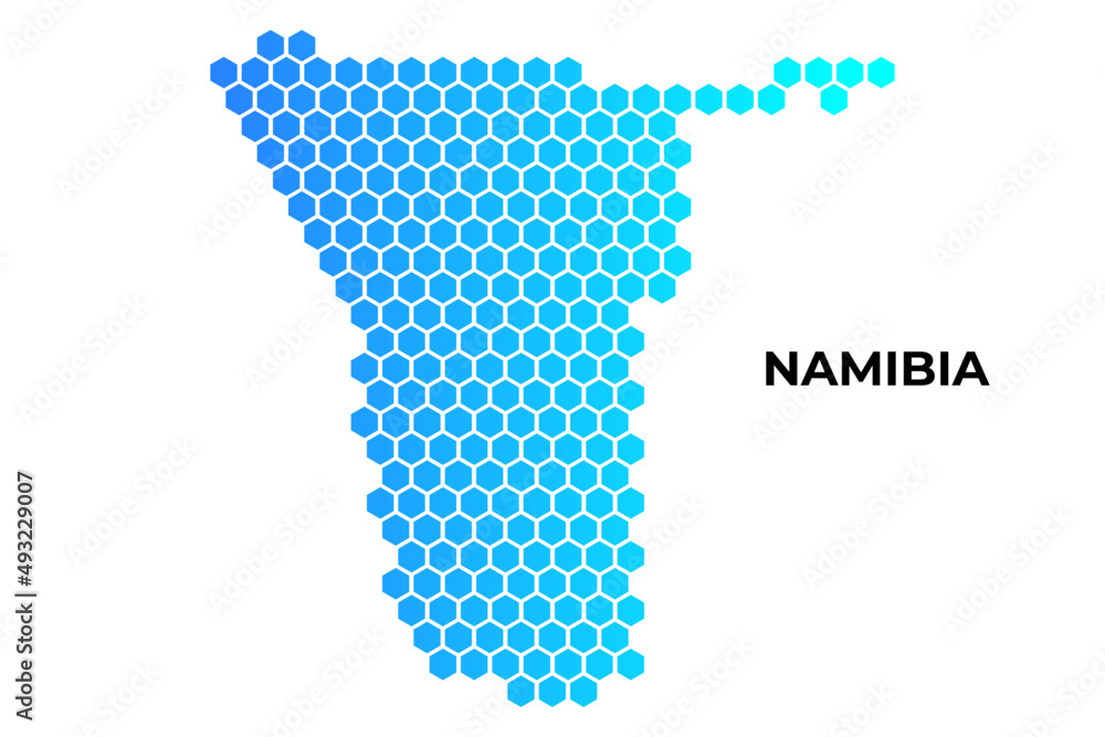 Namibia map digital hexagon shape on white background vector illustration