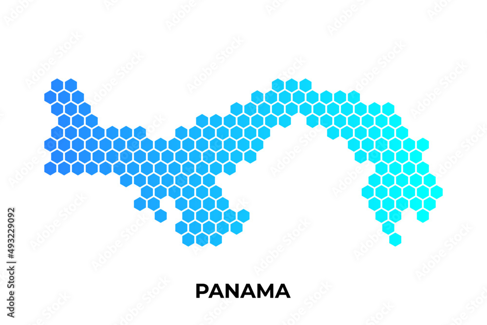 Panama map digital hexagon shape on white background vector illustration