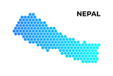 Nepal map digital hexagon shape on white background vector illustration