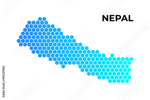 Nepal map digital hexagon shape on white background vector illustration