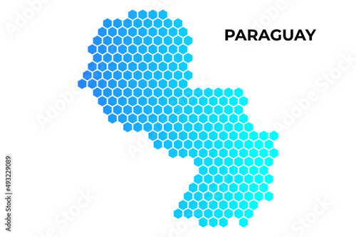 Paraguay map digital hexagon shape on white background vector illustration