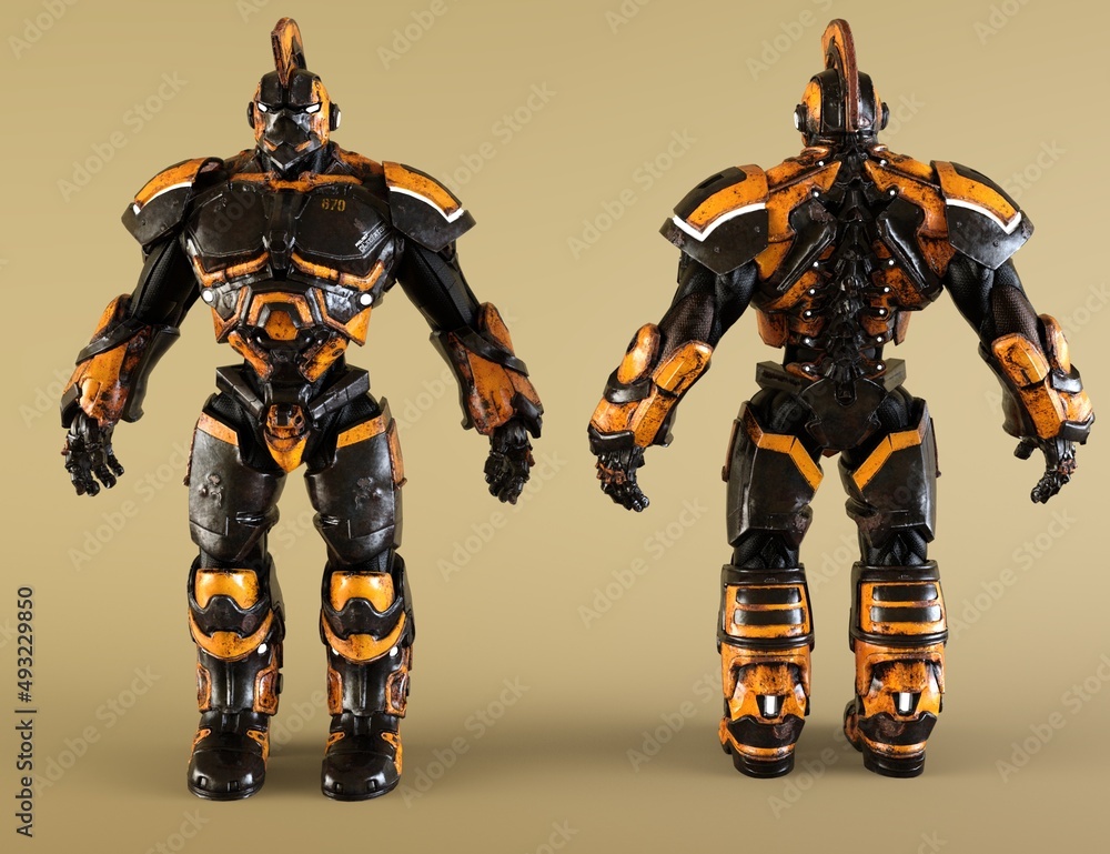 3d robot from front and from back