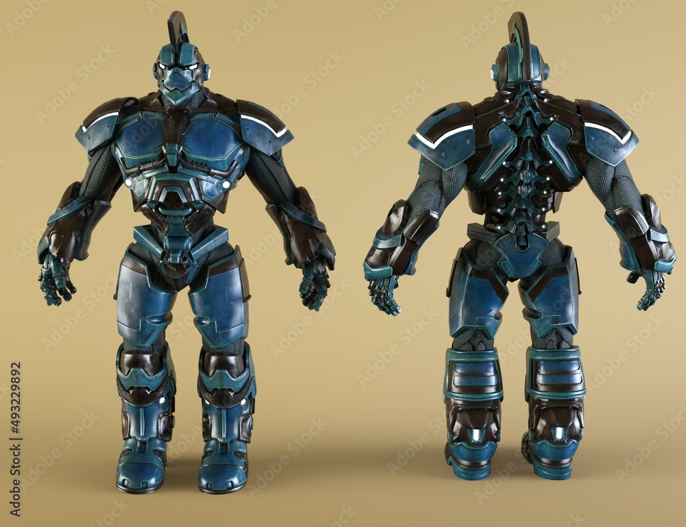 3d robot from front and from back