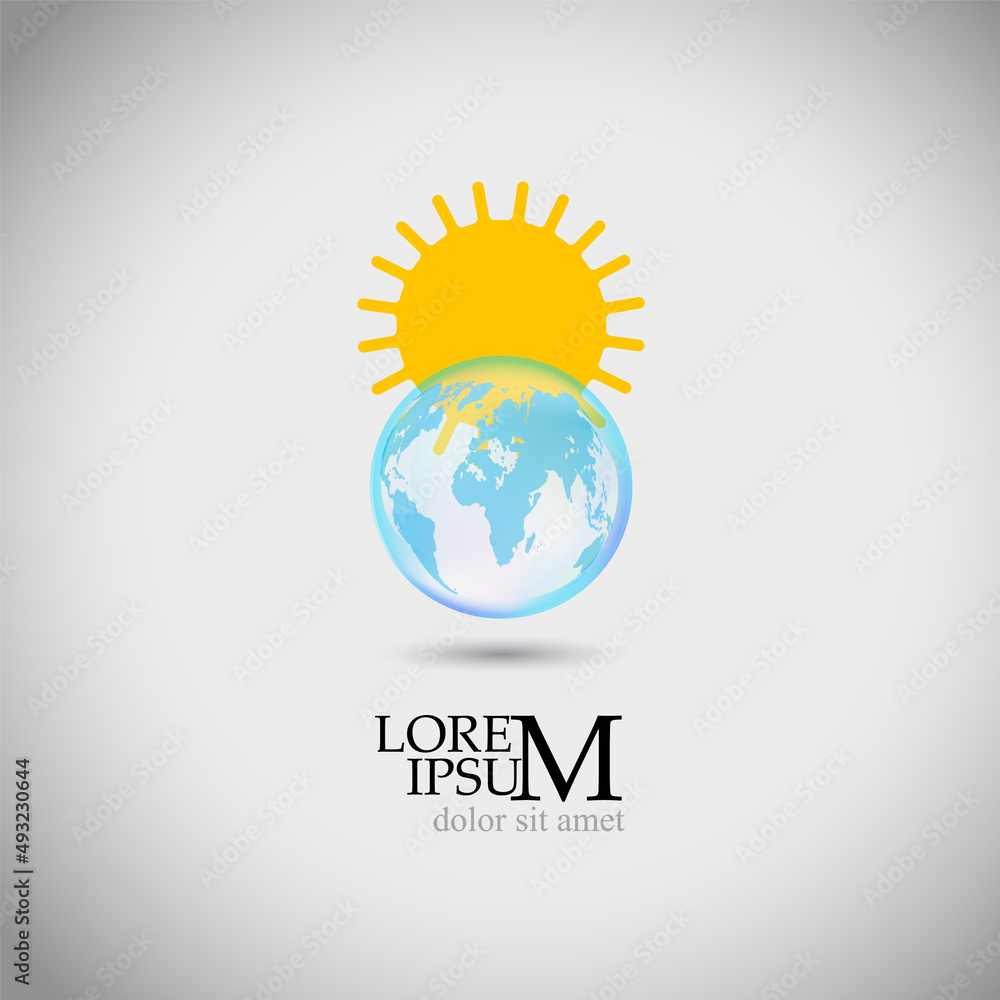 Sun and planet Earth logo. peace Vector illustration