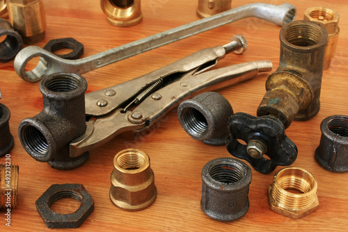 Old plumbing fittings for plumbing