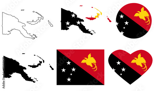 papua new guinea map flag icon sey