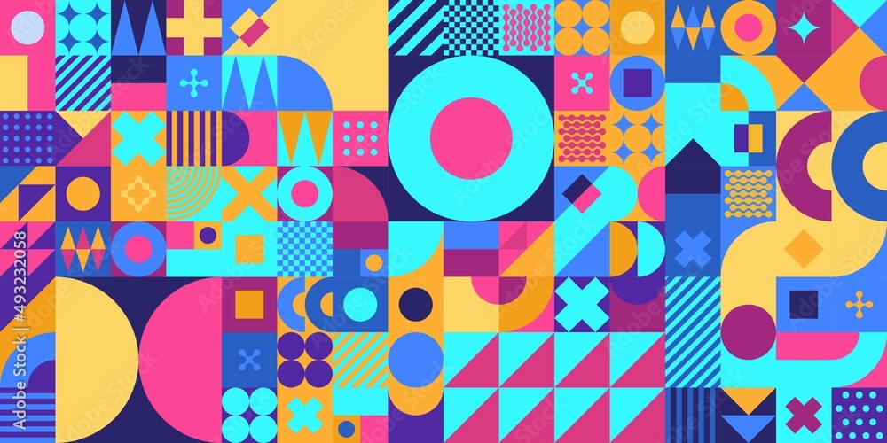 Seamless Abstract Vector Bauhaus Swiss Geometric Pattern Design Background Seamless Abstract Vector Bauhaus Swiss Geometric Pattern Design Background