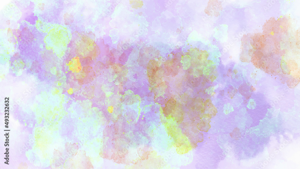 Abstract watercolor background with Pastel cloud and sky with glitter. Cute bright paint like candy background theme. Concept to montage or present your product, for women, girls in princess style.