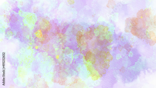 Abstract watercolor background with Pastel cloud and sky with glitter. Cute bright paint like candy background theme. Concept to montage or present your product, for women, girls in princess style.