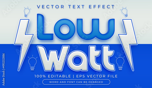 Low watt text, 3d blue white text effect style