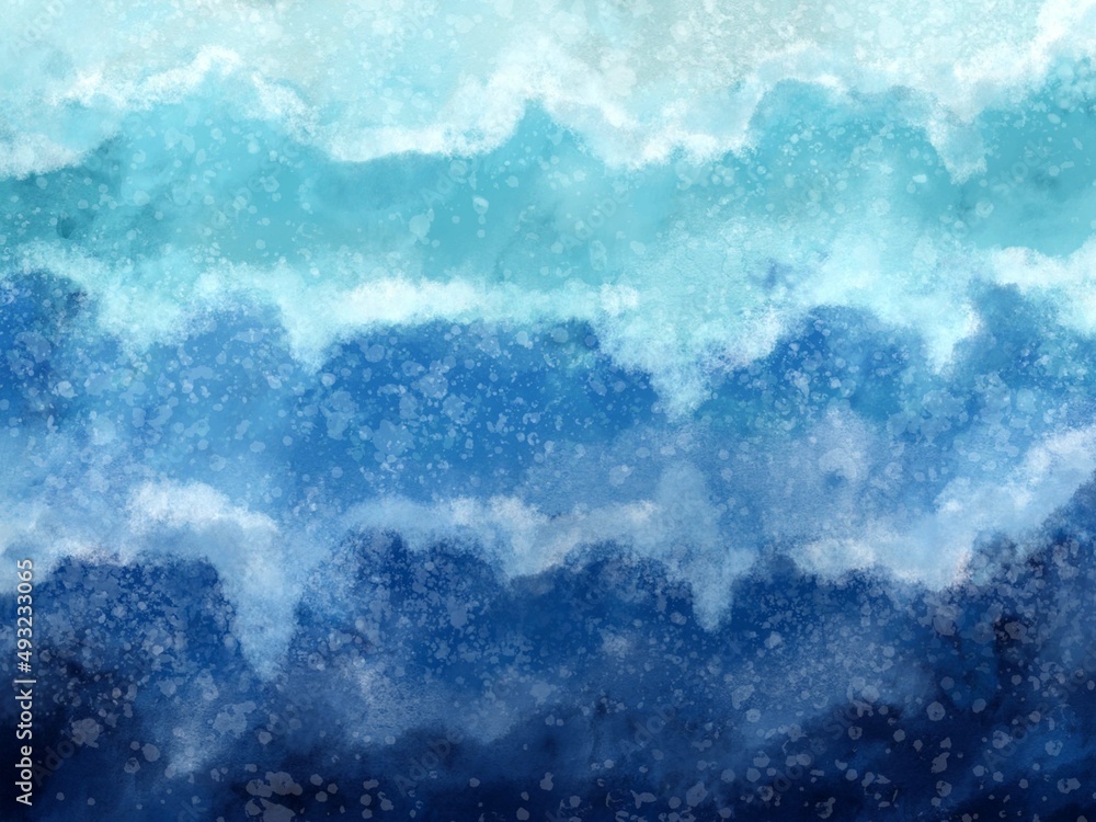 Blue light sky ocean watercolor painting art texture abstract