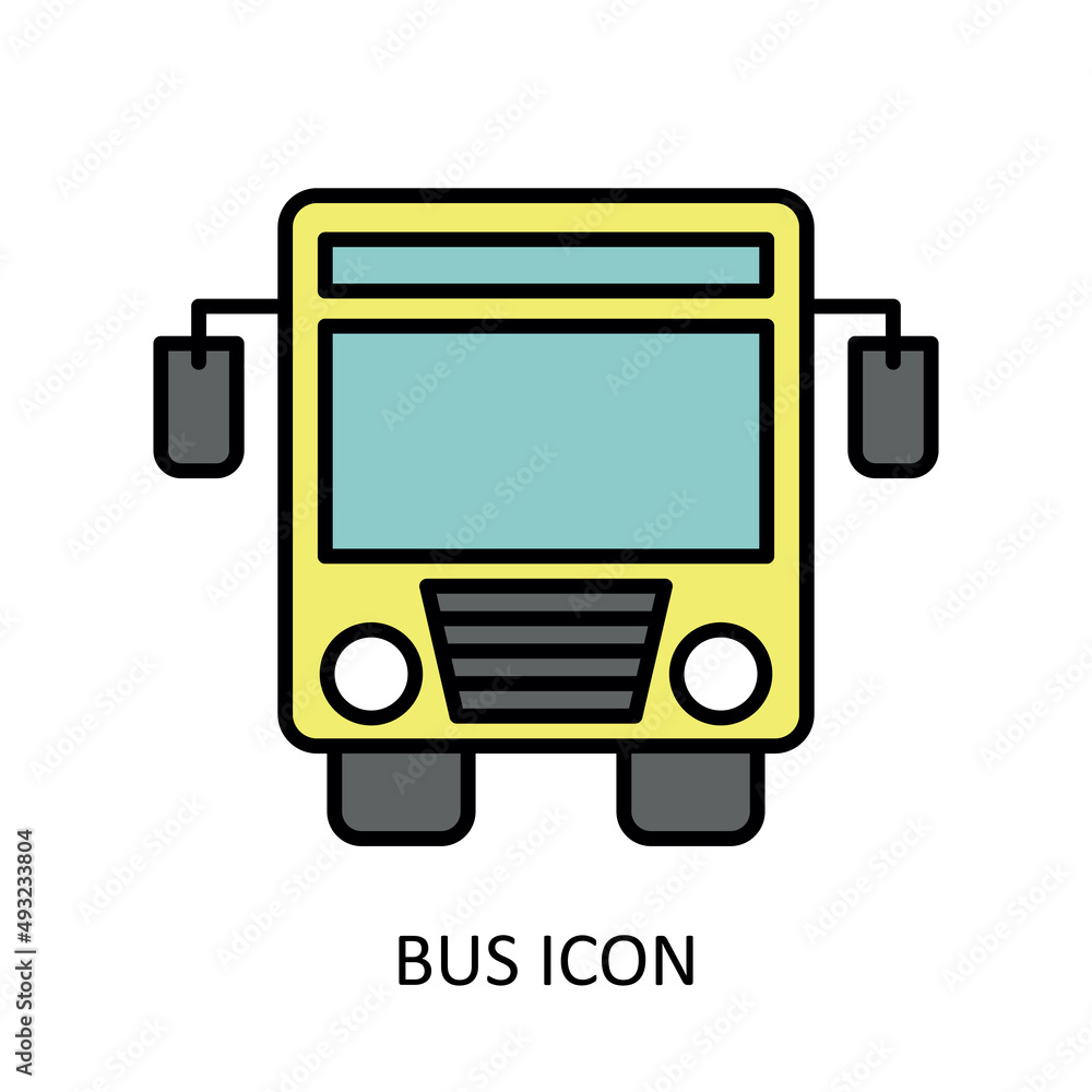 Vector illustration with bus icon. Outline drawing Vector illustration with bus icon. Outline drawing