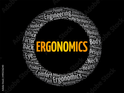 Ergonomics word cloud collage, concept background
