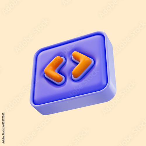 getter then less then icon 3d render concept for Web Development Website coding and using math photo