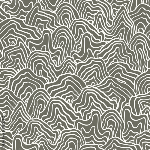 Abstract monochrome retro seamless pattern. Vintage vector illustration. Fluid lines print for fabric, stationery, any surface. Marbled texture, liquid stripes © Evgeniya Khudyakova