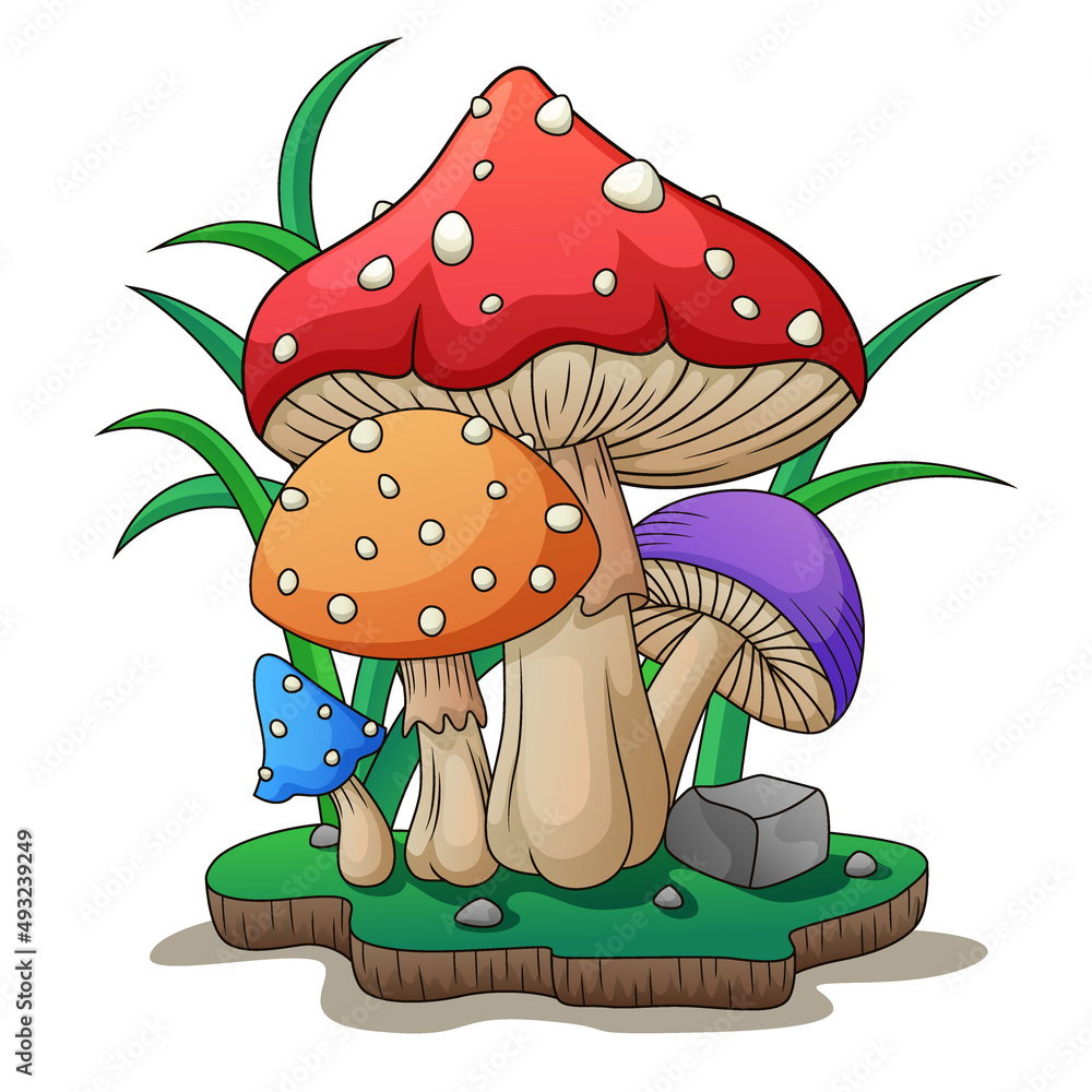 Fairy Mushrooms Cartoon. Vector Illustration Fairy Mushrooms Cartoon. Vector Illustration