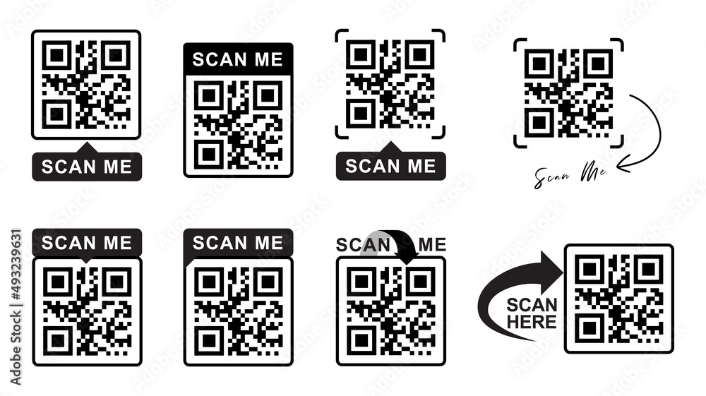 Qr Codes For Smartphone. Qr Code With Inscription Scan Me With Smartphone. Scan  Me Icon. Scan Qr Code Icon For Payment, Mobile App And Identification.  Vector Illustration. Stock Vector | Adobe Stock