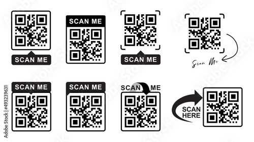QR codes for smartphone. QR code with inscription scan me with smartphone. Scan me icon. Scan qr code icon for payment, mobile app and identification. Vector illustration.