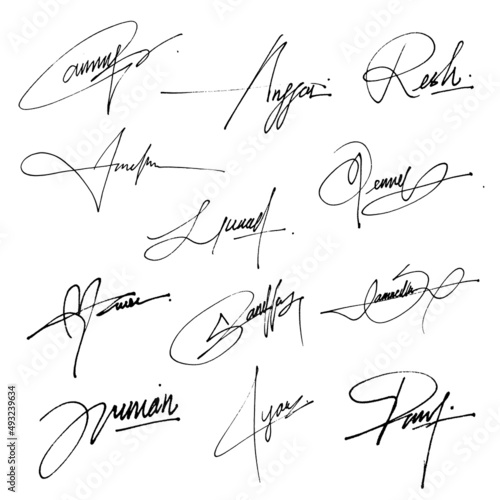 Collection of vector signatures fictitious Autograph. Signature for convention. photo