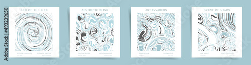 Abstract square design template for social media posts, album covers, posters and presentations, event card and decorative backgrounds. Vector set of duotone artistic space layouts. 