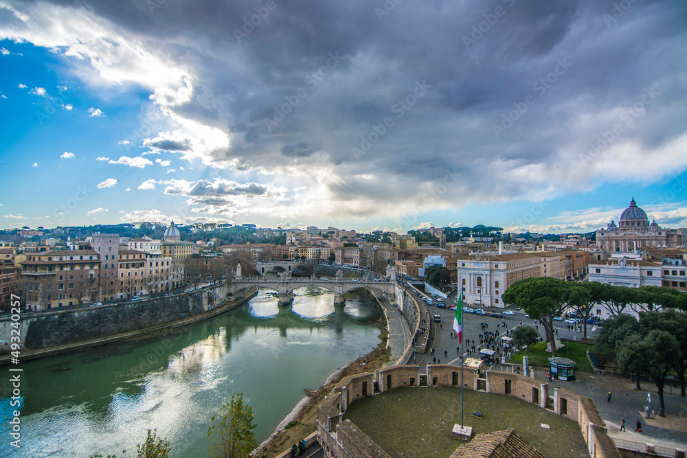 Overview Rome from Castel Sant'Angelo