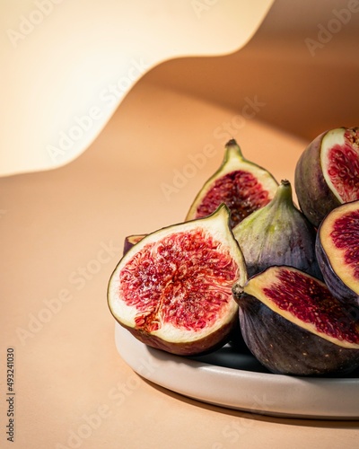 fresh figs on a wooden background