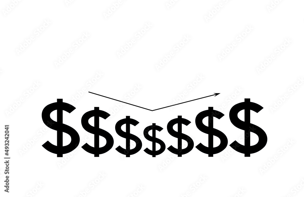 dollar currency sign, dollar decline and growth chart dollar currency sign, dollar decline and growth chart