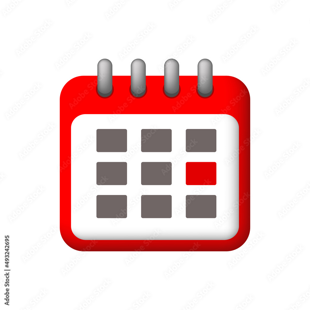 Calendar icon in 3d vector style isolated on white background Calendar icon in 3d vector style isolated on white background